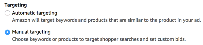 Amazon PPC Manual targeting