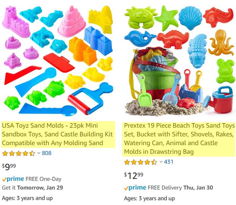 Amazon Sand Mold Example Product Title
