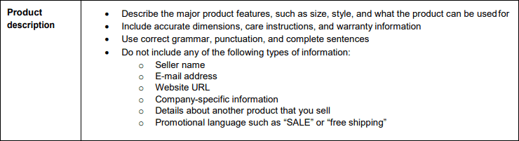 Amazon Style Guide Product Description