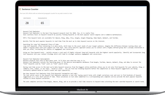 Sentence Counter - Keyword Tool Dominator